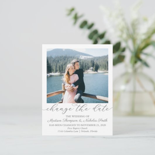 Elegantes Foto Ändern Sie die Datumskarten Save The Date (Stehend Vorderseite)