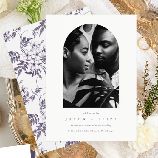 Elegantes Foto Arch Botanische Hochzeit Einladung