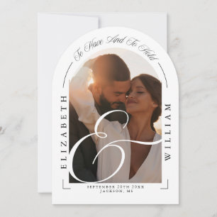 Elegantes Foto Arch Calligraphy Wedding Einladung