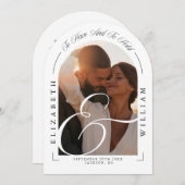 Elegantes Foto Arch Calligraphy Wedding Einladung (Vorne/Hinten)