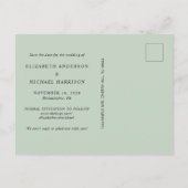 Elegantes Foto Arch Sage Save the Date Ankündigungspostkarte (Rückseite)