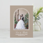Elegantes Foto Arch Wedding Dankeschön Card Dankeskarte (Stehend Vorderseite)
