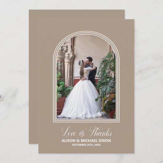 Elegantes Foto Arch Wedding Dankeschön Card Dankeskarte (Vorne/Hinten)