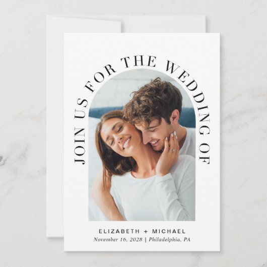 Elegantes Foto Arch Wedding Einladung (Vorderseite)