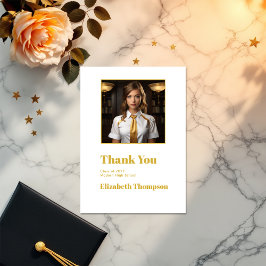 Elegantes Foto aus Gold und Weißem Abschluss Dankeskarte