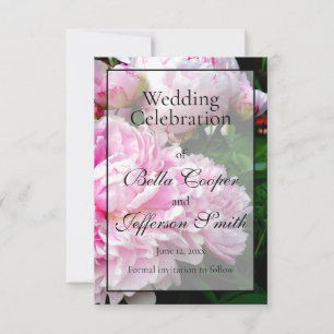 Elegantes Foto aus rosa, blühenden Pinien Save The Date