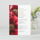 Elegantes Foto aus Roter Flora Einladung (Stehend Vorderseite)