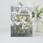 Elegantes Foto aus weißer Blume mit Blumen Einladung (Stehend Vorderseite)