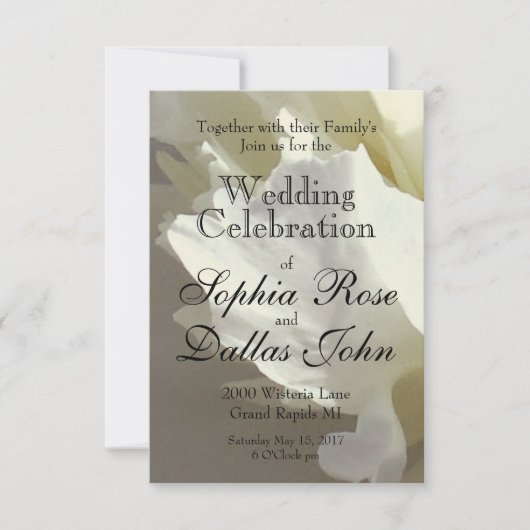 Elegantes Foto aus weißer Blume mit Blumen Einladung (Vorderseite)