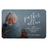 Elegantes Foto Baby Birth Ankündigung Groß Magnet (Horizontal)