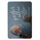 Elegantes Foto Baby Birth Ankündigung Groß Magnet (Vertikal)