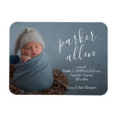 Elegantes Foto Baby Birth Ankündigung Magnet (Horizontal)