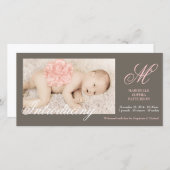 Elegantes Foto Baby Girl Geburtserklärung Ankündigung (Vorne/Hinten)