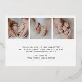 Elegantes Foto Baby Girl Moderne Geburtsankündigun Folieneinladung (Rückseite)