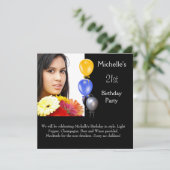 Elegantes Foto Balloons 21. Geburtstag Einladung (Stehend Vorderseite)