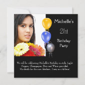 Elegantes Foto Balloons 21. Geburtstag Einladung (Vorderseite)