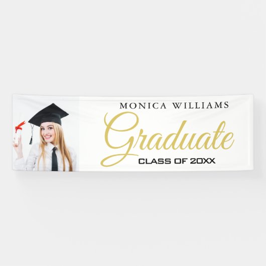 Elegantes Foto-Banner für 2021-Graduierte in Weiß Banner (Horizontal)