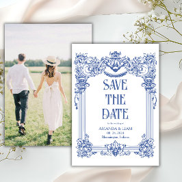 Elegantes Foto Barockblauer Säulenhochzeit Save The Date