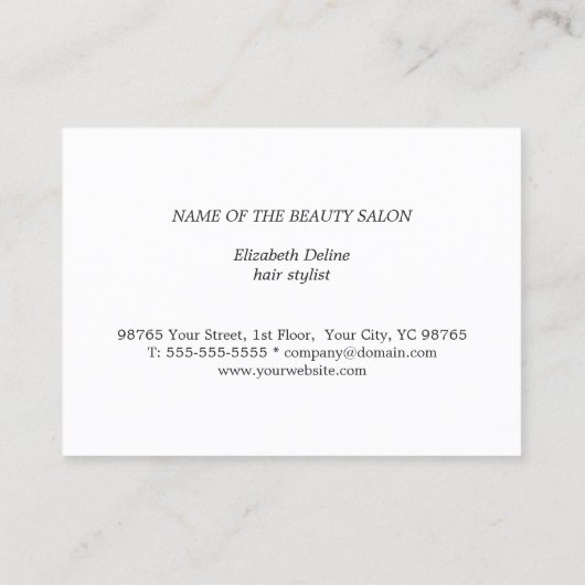 Elegantes Foto Beauty Salon Haare Empfehlungskarte (Rückseite)