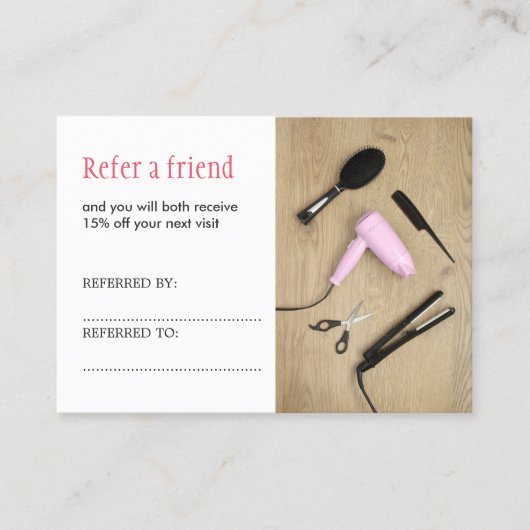 Elegantes Foto Beauty Salon Haare Empfehlungskarte (Vorderseite)