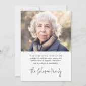 Elegantes Foto-Beerdigung-Beileid Dankeskarte (Rückseite)