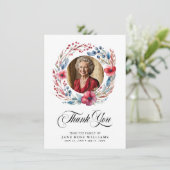 Elegantes Foto Beerdigung Dankeskarte (Stehend Vorderseite)