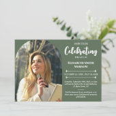 Elegantes Foto Beerdigung - Feier des Lebens Einladung (Stehend Vorderseite)