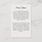 Elegantes Foto Beerdigung Gedenkkarten Visitenkarte (Rückseite)