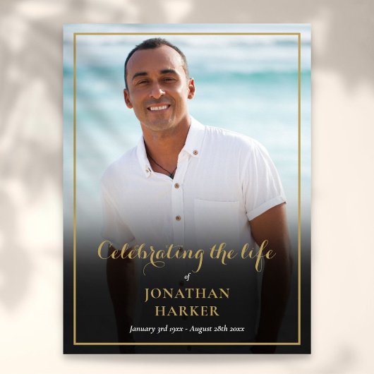 Elegantes Foto Beerdigung Memorial Service Signatu Poster