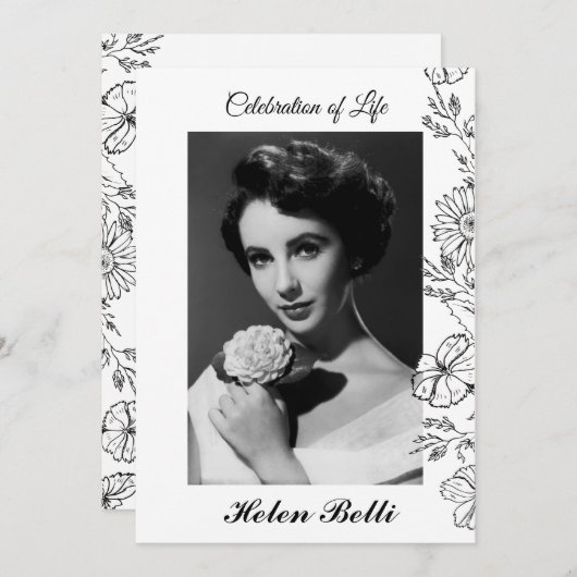 Elegantes Foto Beerdigung zum Gedenken an das Lebe Einladung (Vorne/Hinten)