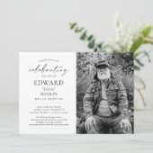 Elegantes Foto Beerdigung zum Gedenken an das Lebe Einladung (Stehend Vorderseite)