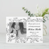 Elegantes Foto Beerdigung zum Gedenken an das Lebe Einladung (Stehend Vorderseite)