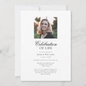 Elegantes Foto Beerdigung zum Leben Einladung (Vorderseite)