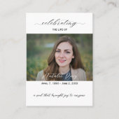 Elegantes Foto Beerdigungskarte Visitenkarte (Vorderseite)