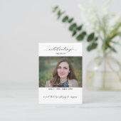 Elegantes Foto Beerdigungskarte Visitenkarte (Stehend Vorderseite)