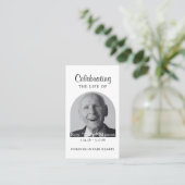 Elegantes Foto Beerdigungskarte Visitenkarte (Stehend Vorderseite)