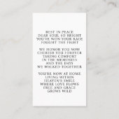 Elegantes Foto Beerdigungskarte Visitenkarte (Rückseite)