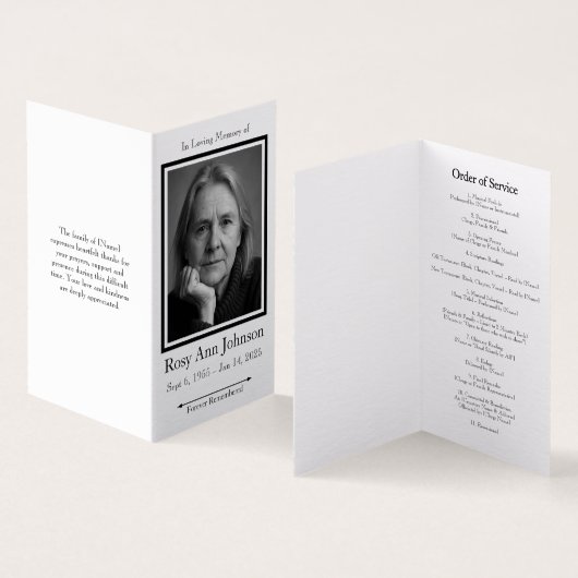 Elegantes Foto Beerdigungsorden des Serviceprogram (Innenseite und Außenseite)