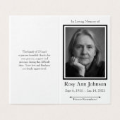 Elegantes Foto Beerdigungsorden des Serviceprogram (Außenseite Aufgefaltet)