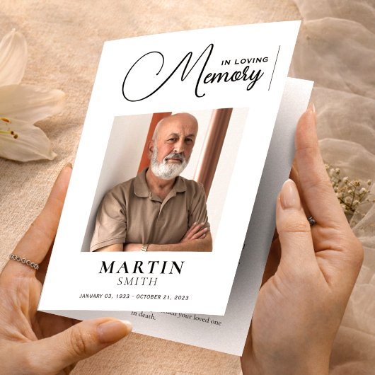 Elegantes Foto-Beerdigungsprogramm Flyer