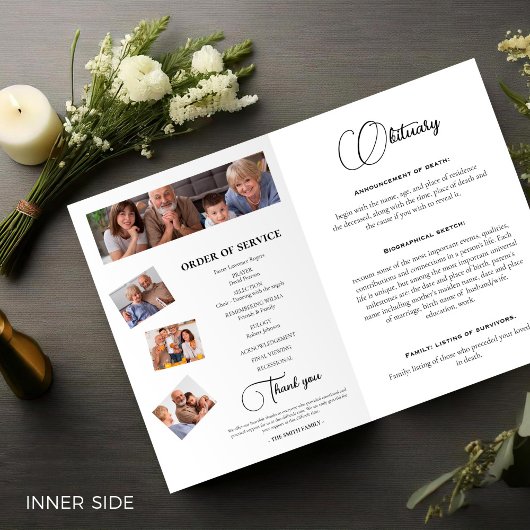 Elegantes Foto-Beerdigungsprogramm Flyer