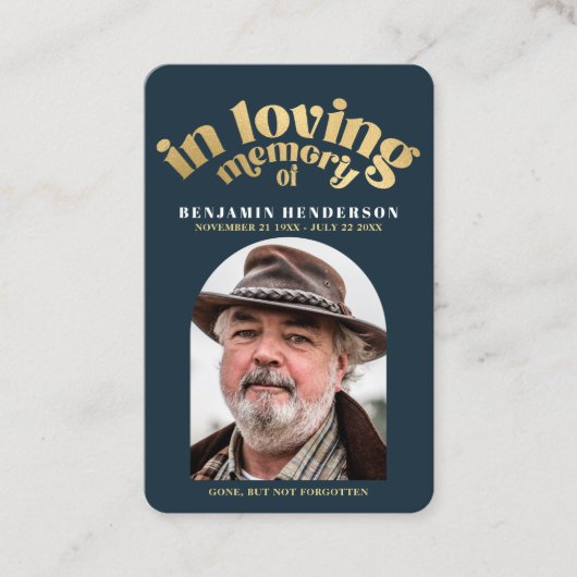 Elegantes Foto Beileid Beerdigung Gebetskarte Visitenkarte (Vorderseite)