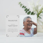 Elegantes Foto Beileid Beerdigung Grau Dankeskarte (Stehend Vorderseite)