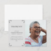 Elegantes Foto Beileid Beerdigung Grau Dankeskarte (Vorne/Hinten)