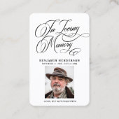 Elegantes Foto Beileid Bestattungskarten Visitenkarte (Vorderseite)