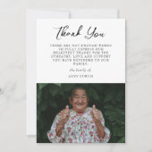 Elegantes Foto Beileid Kalligraphie Danke Karte (Vorderseite)