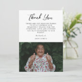 Elegantes Foto Beileid Kalligraphie Danke Karte (Stehend Vorderseite)