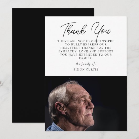 Elegantes Foto Beileid Script Danke Karte (Vorne/Hinten)