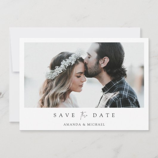 Elegantes Foto beim Hochfahren der Datumskartenvor Save The Date (Vorderseite)