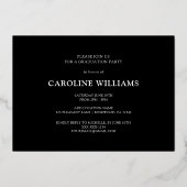 Elegantes Foto Black 2025 Graduation Party Folieneinladung (Rückseite)